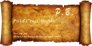 Polónyi Bodó névjegykártya